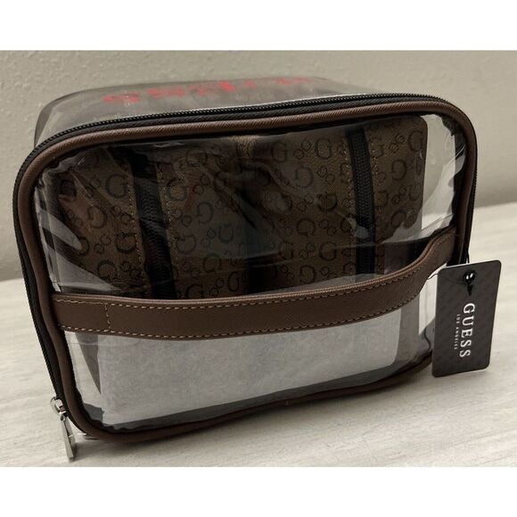 Guess V7200494 Cocoa "G" Logo 4-Piece Cosmetic Junction Travel Bag - Picture 3 of 8